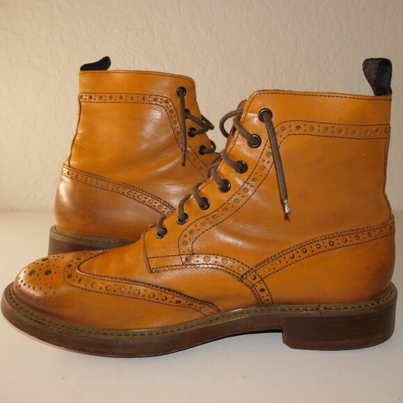 Mr. B's Gentlemen's Boutique for Aldo Men's EU 43 US 10 Tan Wingtip Ankle Boots - Picture 5 of 16